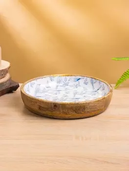 Блюдо «Синие птицы», 25.525.56 см, дерево манго