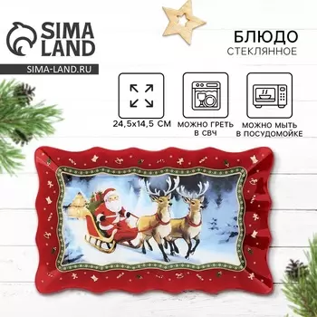 Блюдо стеклянное новогоднее «Новогодняя сказка», 24.614.7 см