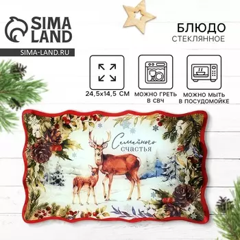 Блюдо стеклянное новогоднее «Семейного счастья», 24.614.7 см
