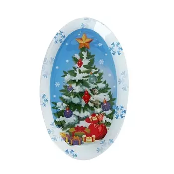 Блюдо новогоднее овальное Доляна «Зимняя сказка», 24.515.5 см, стекло