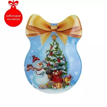 Блюдо новогоднее сервировочное Доляна «Бант. Зимняя сказка», 1914 см, стекло