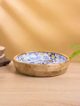 Блюдо «Васильки», 25.525.56 см, дерево манго