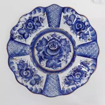 Блюдо "Виктория", золото, гжель