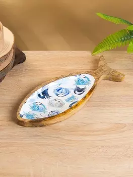 Блюдо в форме рыбки «Крабы», 3211.52 см, дерево манго