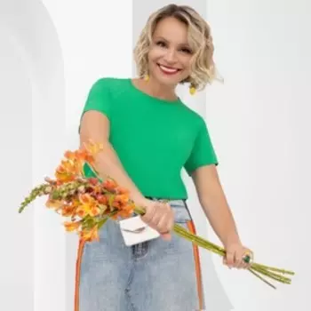 Блуза женская Charutti «Прогулка по саду», размер 44, цвет зелёный