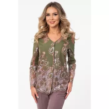 Блуза женская, размер 42, цвет бежевый, зелёный