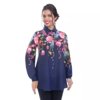 Блуза женская, размер 46, цвет синий