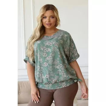 Блуза женская, размер 50, цвет зелёный