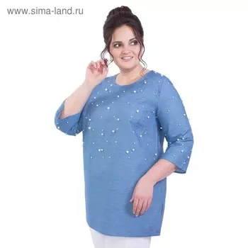 Блуза женская, размер 52, цвет голубой