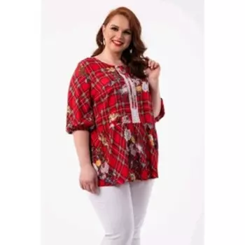 Блуза женская, размер 52, цвет красный