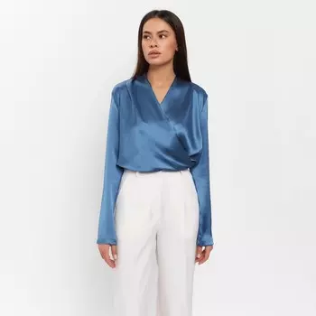 Блуза женская с драпировкой MIST: Classic Collection р. 50, цвет синий