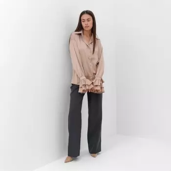Блуза женская шелковая с воланами MIST, размер 44, бежевый