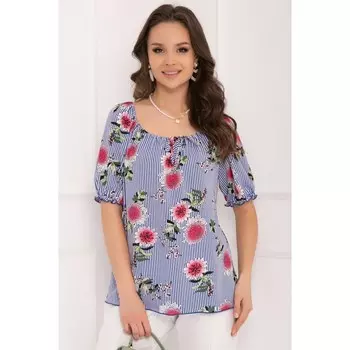 Блузка «Барбьяно блу фловерс», размер 54