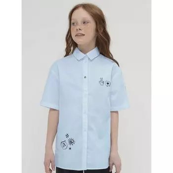 Блузка для девочек, рост 134 см, цвет голубой