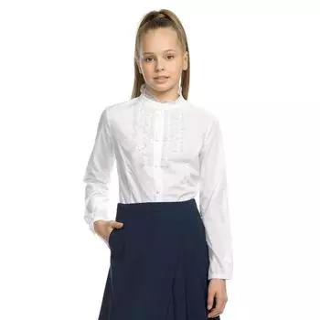 Блузка для девочек, рост 134 см, цвет белый