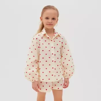 Блузка для девочки MINAKU: Cotton Collection цвет бежевый, рост 98