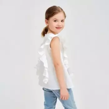 Блузка для девочки MINAKU: Cotton Collection цвет белый, рост 140