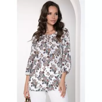 Блузка «Луина вайт браун », размер 52