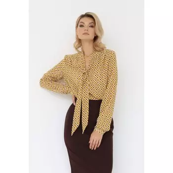 Блузка с галстуком-бантом, размер 44