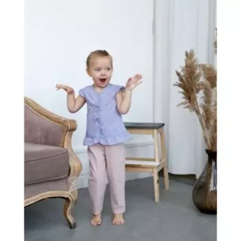 Блузка с короткими рукавами для девочки MINAKU, рост 98, цвет фиолетовый/белый