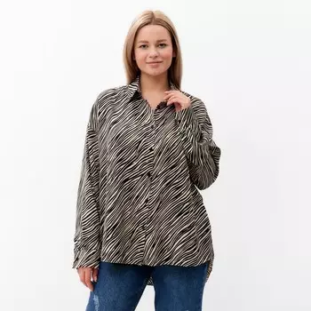 Блузка женская, цвет экрю, принт зебра, размер 52