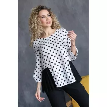 Блузка женская, размер 42, цвет бело-чёрный