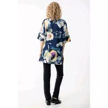 Блузка женская, размер 42, цвет синий, бежевый