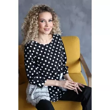 Блузка женская, размер 44, цвет чёрный, белый