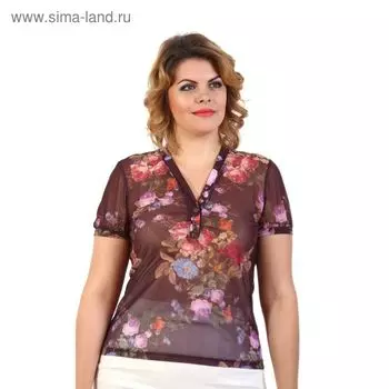 Блузка женская, размер 44, шоколадный принт