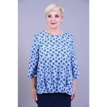 Блузка женская, размер 48, цвет голубой принт