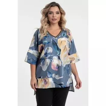 Блузка женская, размер 52, цвет серый, бежевый