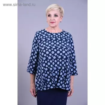 Блузка женская, размер 52, цвет синий принт