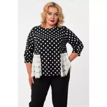 Блузка женская, размер 56, цвет чёрный, белый