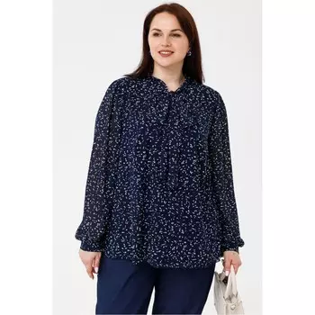 Блузка женская, размер 60, цвет сине-белый