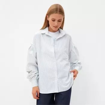 Рубашка женская в полоску MINAKU: Casual Collection, размер 46, белый