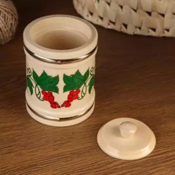 Бочонок расписной для мёда и сыпучих продуктов, с обручами, 300 г.