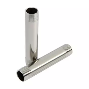 Бочонок ZEIN, 1/2", длина 100 мм, наружная резьба, нержавеющая сталь, фасовка 5 шт.