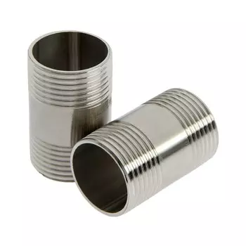 Бочонок ZEIN, 1", длина 50 мм, наружная резьба, нержавеющая сталь, фасовка 2 шт.