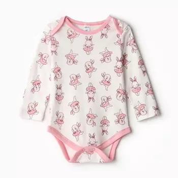Боди детский, цвет белый/зайчики, рост 80 см