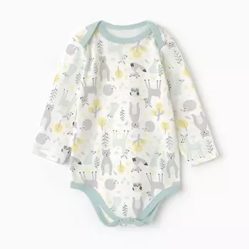 Боди детское «Звери», рост 62 см, молочное