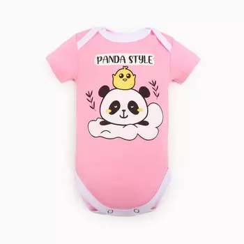 Боди детский, цвет розовый, панда, рост 68 см