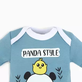 Боди детский, цвет серо-цвет голубой , панда, рост 62 см