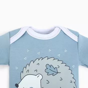 Боди детский, цвет серо-голубой, ёжик, рост 74 см