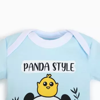 Боди детский, цвет светло-голубой, панда, рост 68 см