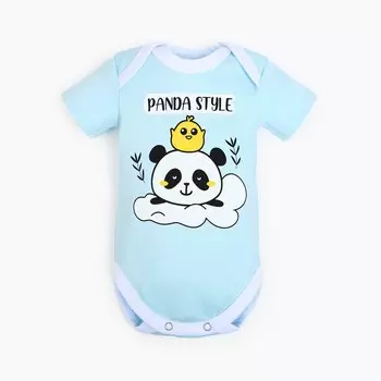 Боди детский, цвет светло-голубой, панда, рост 62 см