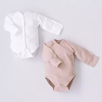 Боди детский KinDerLitto «Капучино», с длинным рукавом, рост 68-74 см, 2 шт