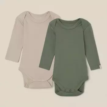 Набор боди SL HOME, рост 68-74 см, бежевый/оливковый