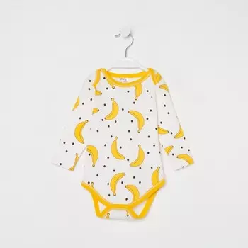Боди детское, цвет белый/бананы, рост 80 см
