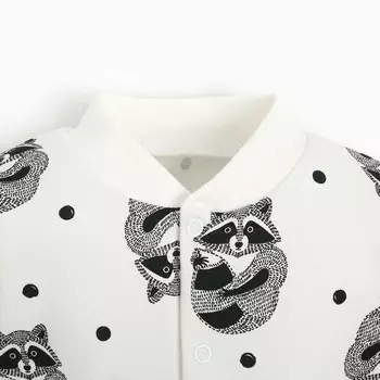 Боди детское, цвет белый/енот, рост 68 см