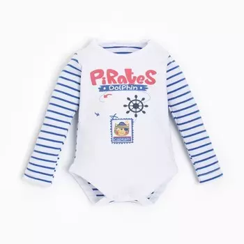 Боди детское, цвет белый/голубой, рост 74см